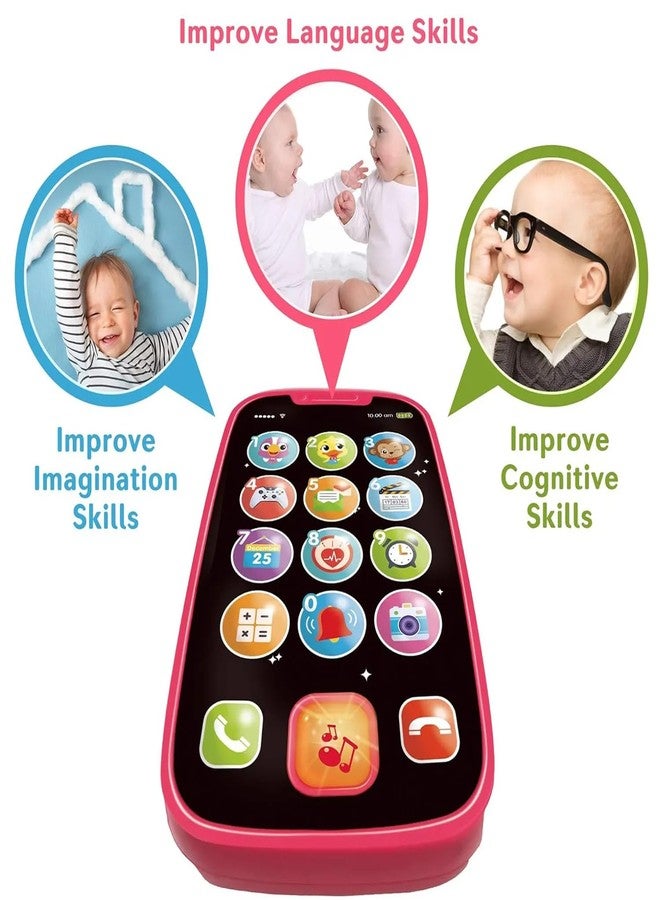 KITMEER Baby Phone Toys for 1 Year Old Boy Girl, My First Learning Play Phone for Kid, Musical Light up Phone Toys 12 18 24 Month, Toys for 1,2 Year Old Boys Girls Multicolour (Pink) - Image 3